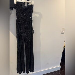 Lulu's Black Sequin Strapless Jumpsuit
